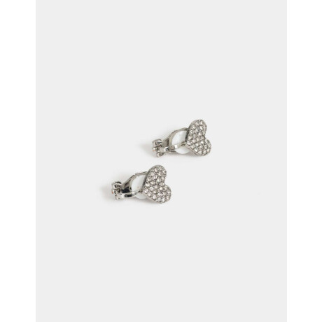 Aros Clip De Corazón Plateado