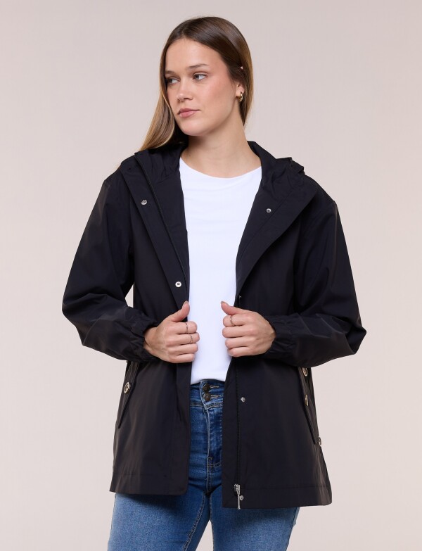 Gabardina Con Capucha Impermeable NEGRO