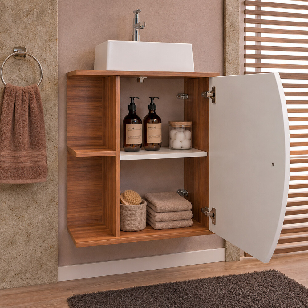CONJUNTO MUEBLE DE BAÑO MODELO DUNA MUEBLE + ARMARIO CON ESPEJO + BACHA Conjunto Mueble De Baño Modelo Duna Mueble + Armario Con Espejo + Bacha