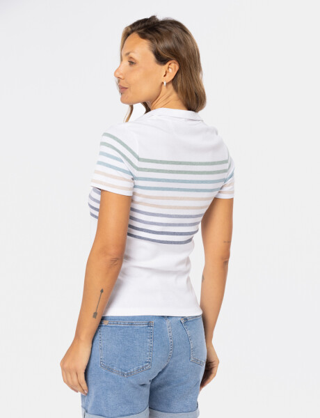 REMERA POLO RAYADA Blanco