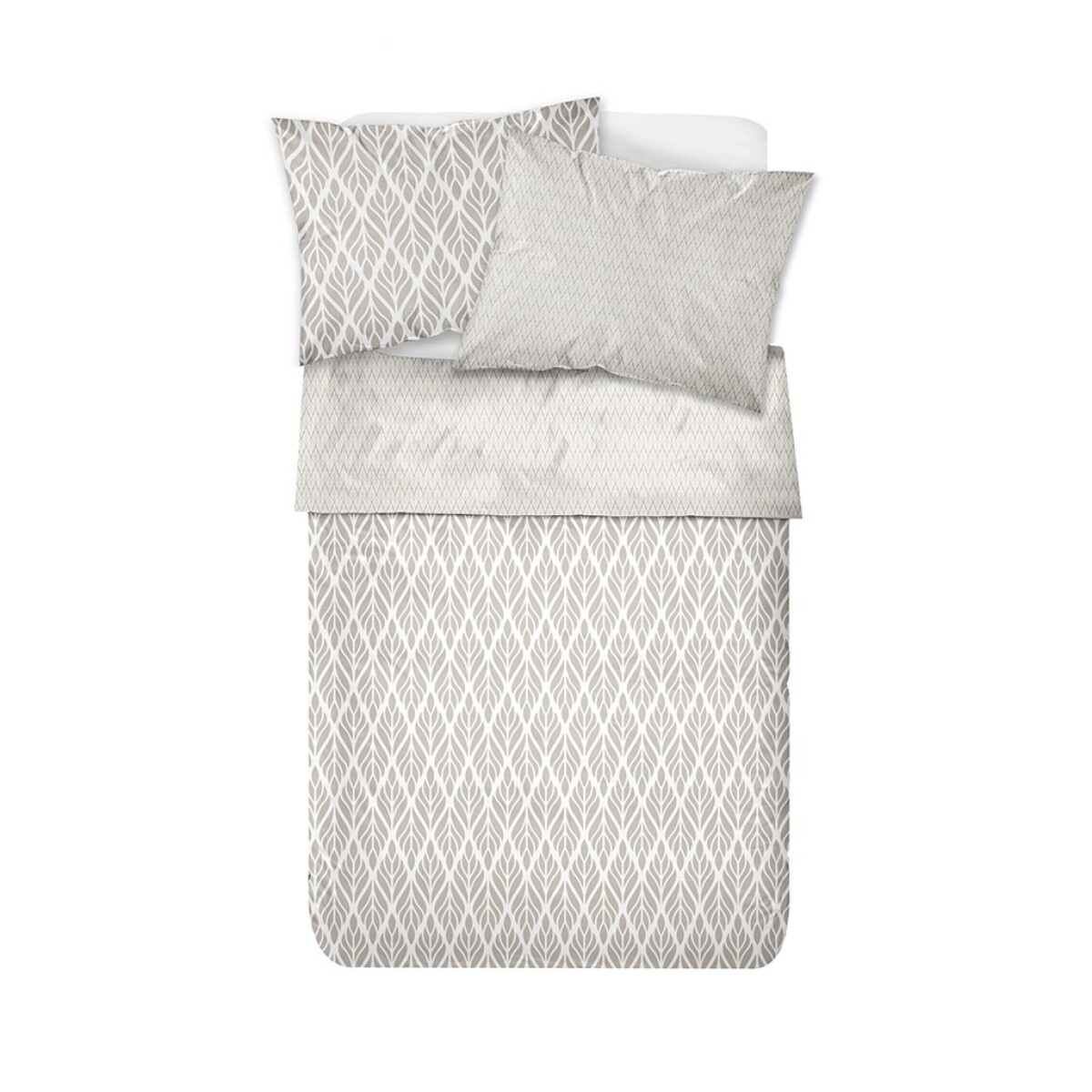JUEGO DE SABANAS ALGODON 144H QUEEN 160x200+35CM HOJA GRIS 