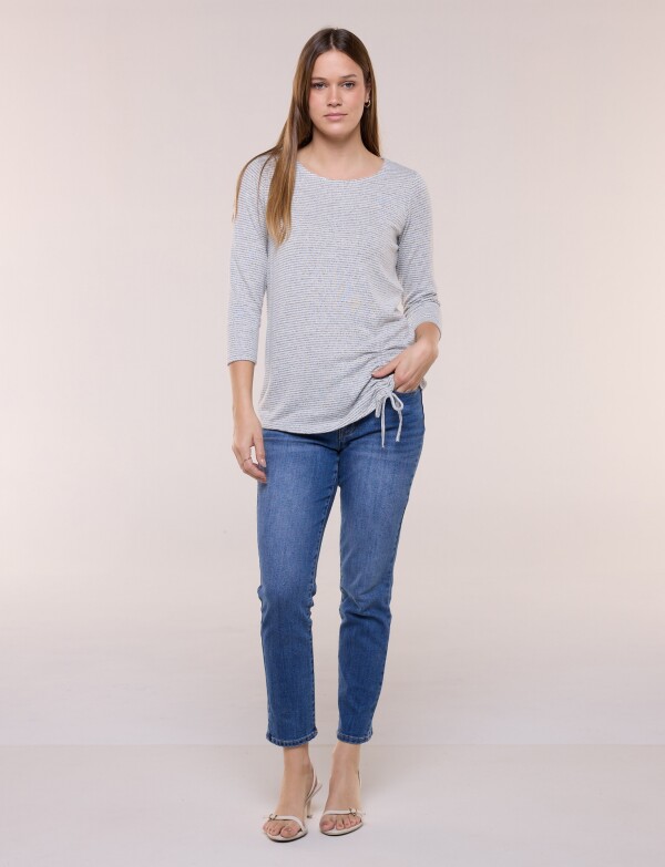 Remera Manga 3/4 Con Frunce Lateral GRIS