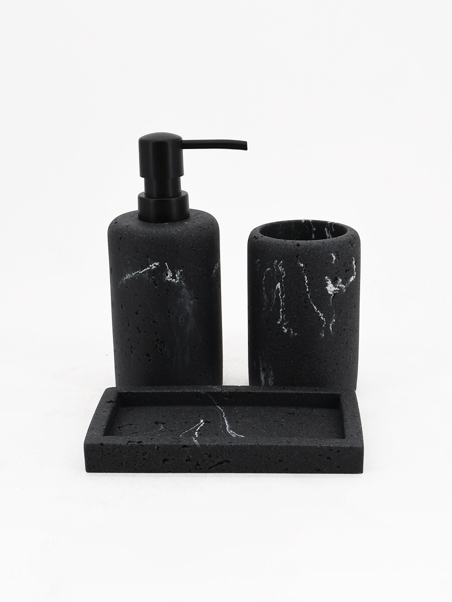 BAÑO SET 3 PCS RESINA - NEGRO 
