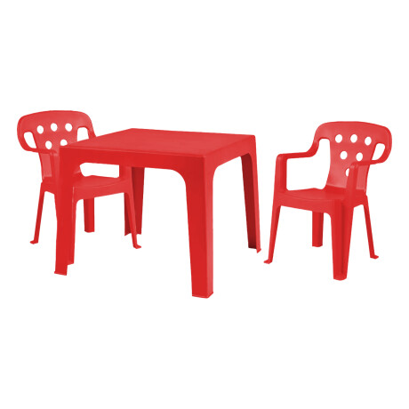 Set Mesa 54x54x46cm y 2 Sillas Infant Plást Reforzado 40kg Rojo