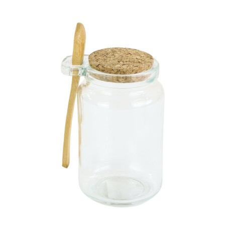 Frasco de vidrio con tapa de corcho y cuchara de bamboo 350ml Frasco de vidrio con tapa de corcho y cuchara de bamboo 350ml