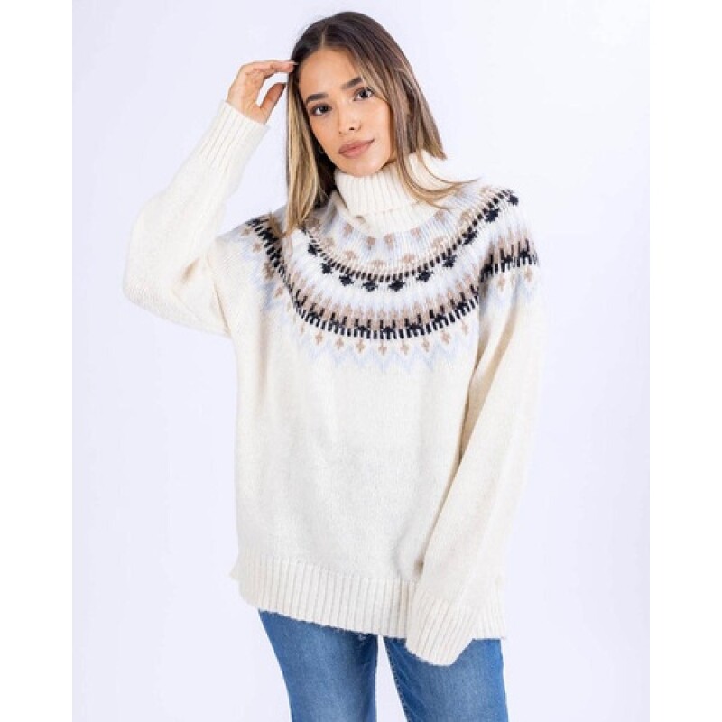 Buzo para Mujer cuello tortuga UFO Aldea Celeste Celeste