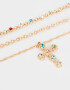Collares Cortos Religioso Collar Largo Con Cruz - Dorado