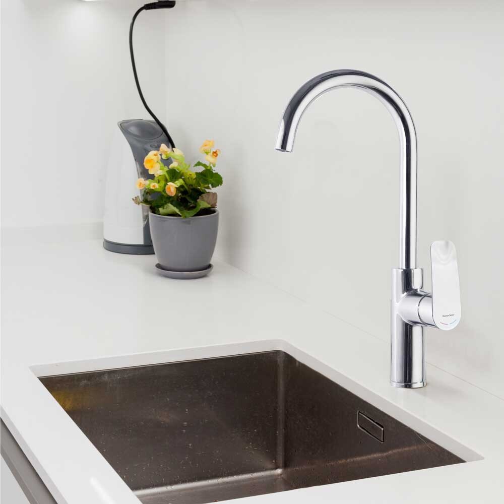 GRIFERIA DE COCINA MODELO NEW FLY COLOR CROMO RACOR 1/2" VERTICAL CONICO CAÑO CISNE RAMON SOLER Griferia De Cocina Modelo New Fly Color Cromo Racor 1/2" Vertical Conico Caño Cisne Ramon Soler
