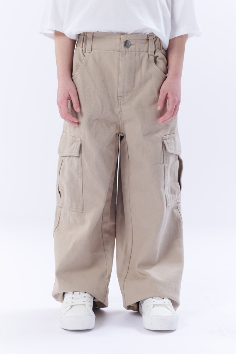 Pantalón Jean Cargo Beige