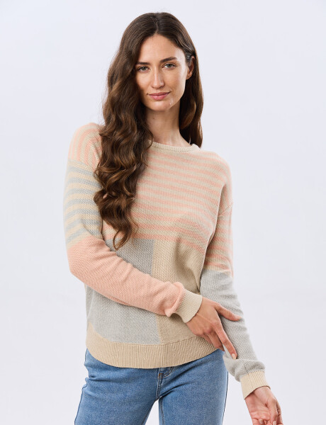 BUZO RAYADO TEJIDO Beige