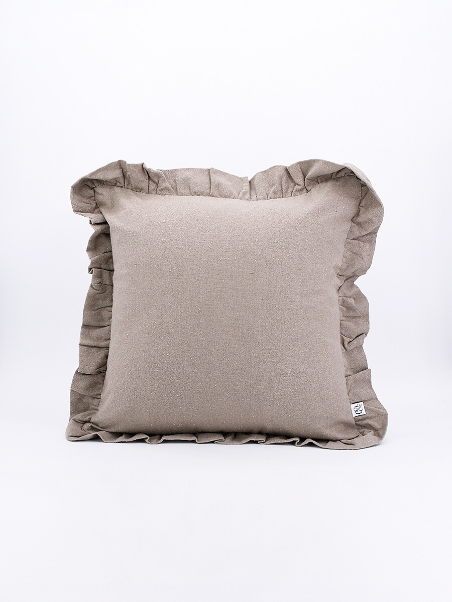 FUNDA ALMOHADON VOLADO - TOSTADO 