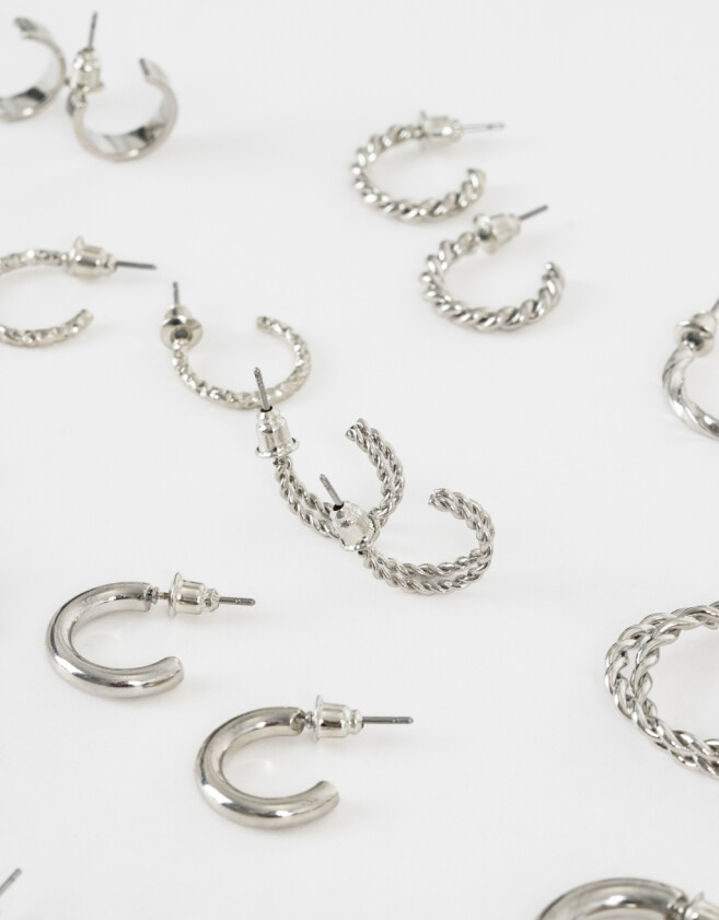 Aros Argollas Set Metal Aros Argollas Sets - Plateado