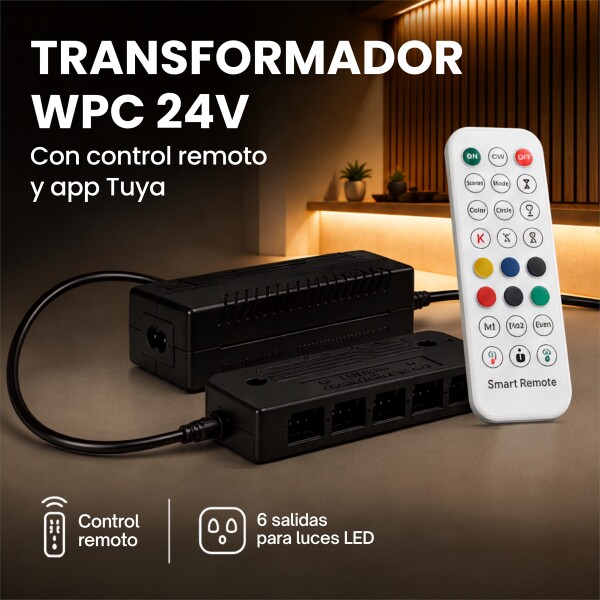 Transformador 24V P/ Luces RGB WPC App Tuya +Control 6 Canal Negro 1