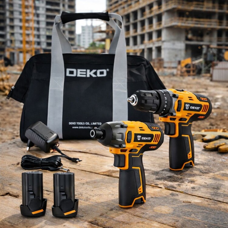 KIT TALADRO CON PERCUTOR + ATORNILLADOR DE IMPACTO DEKO KIT TALADRO CON PERCUTOR + ATORNILLADOR DE IMPACTO DEKO