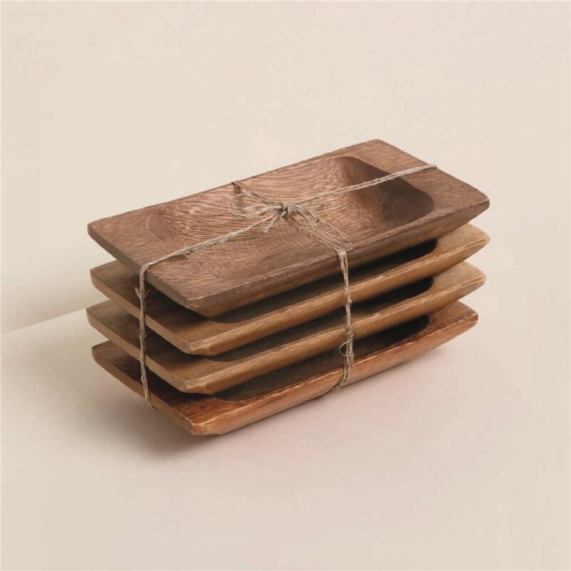 SET X 4 BANDEJA RECTANGULAR MADERA 16.5X9X2.5CM SET X 4 BANDEJA RECTANGULAR MADERA 16.5X9X2.5CM