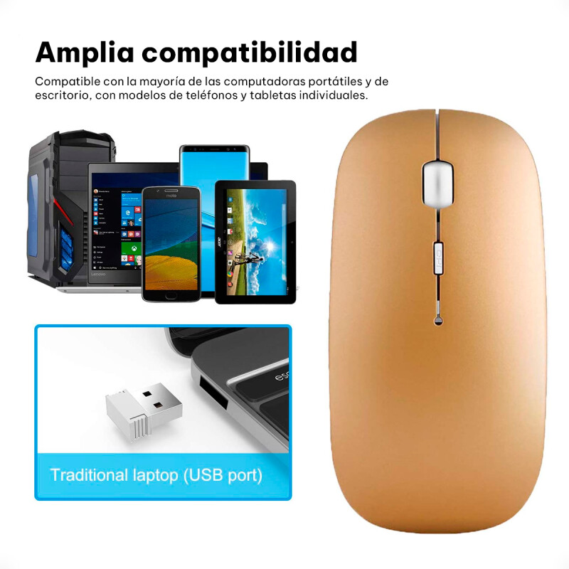 Mouse InalÃ¡mbrico Tipo Mac USB Recargable Dorado