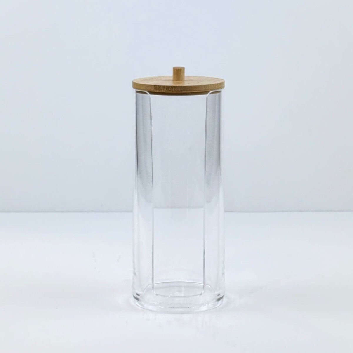 Organizador Acrílico con Tapa de Bambú Ø 7 cm - 17.5 Altura 