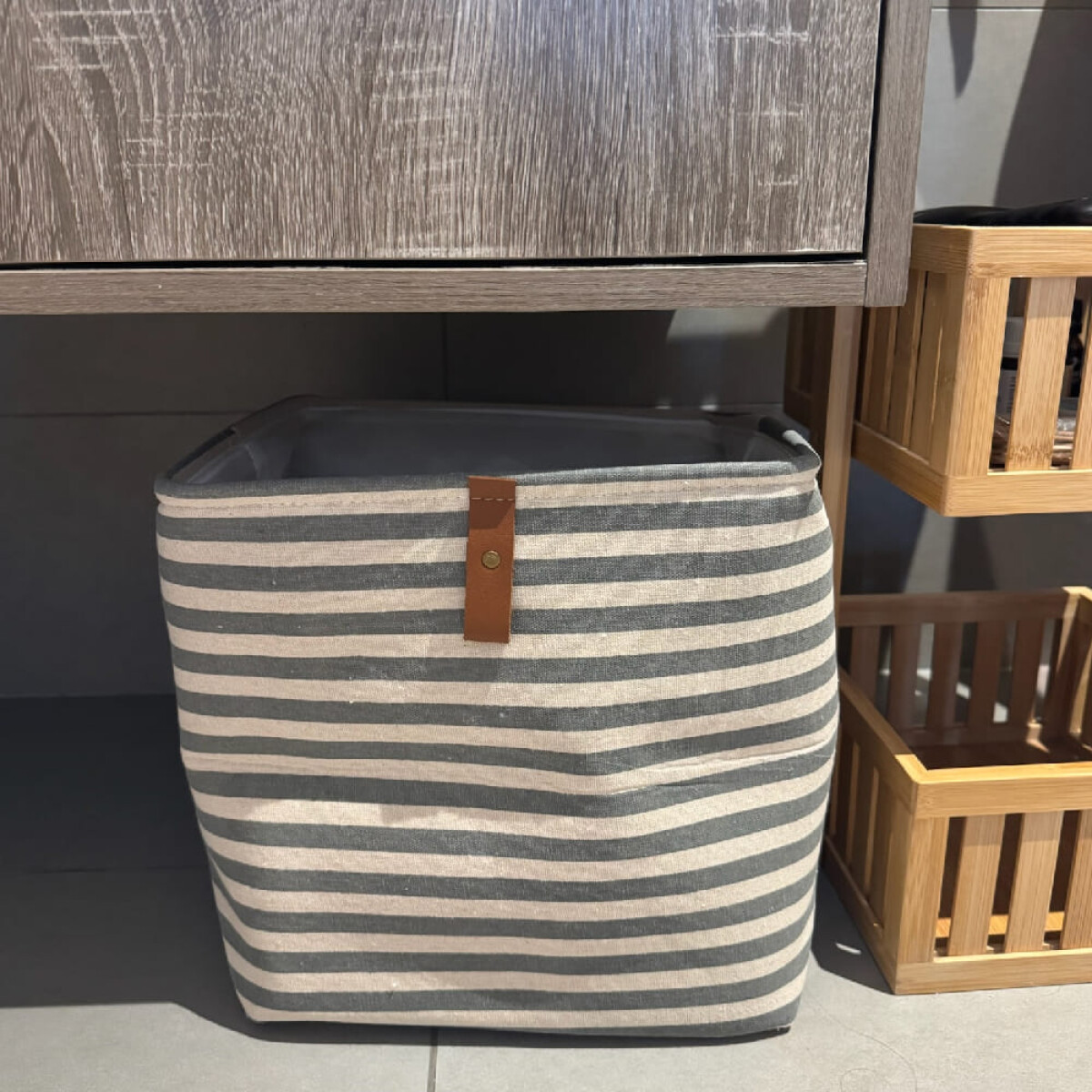 Canasto cesto para ropa sucia tela rayas - horizontal 