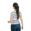 Muvem Ladies V Neck With Stripes T-Shirt Blanco-marino