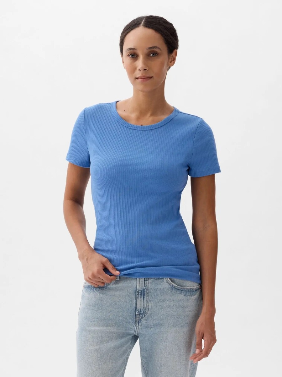 Remera Rib Manga Corta Mujer - Cabana Blue 602 