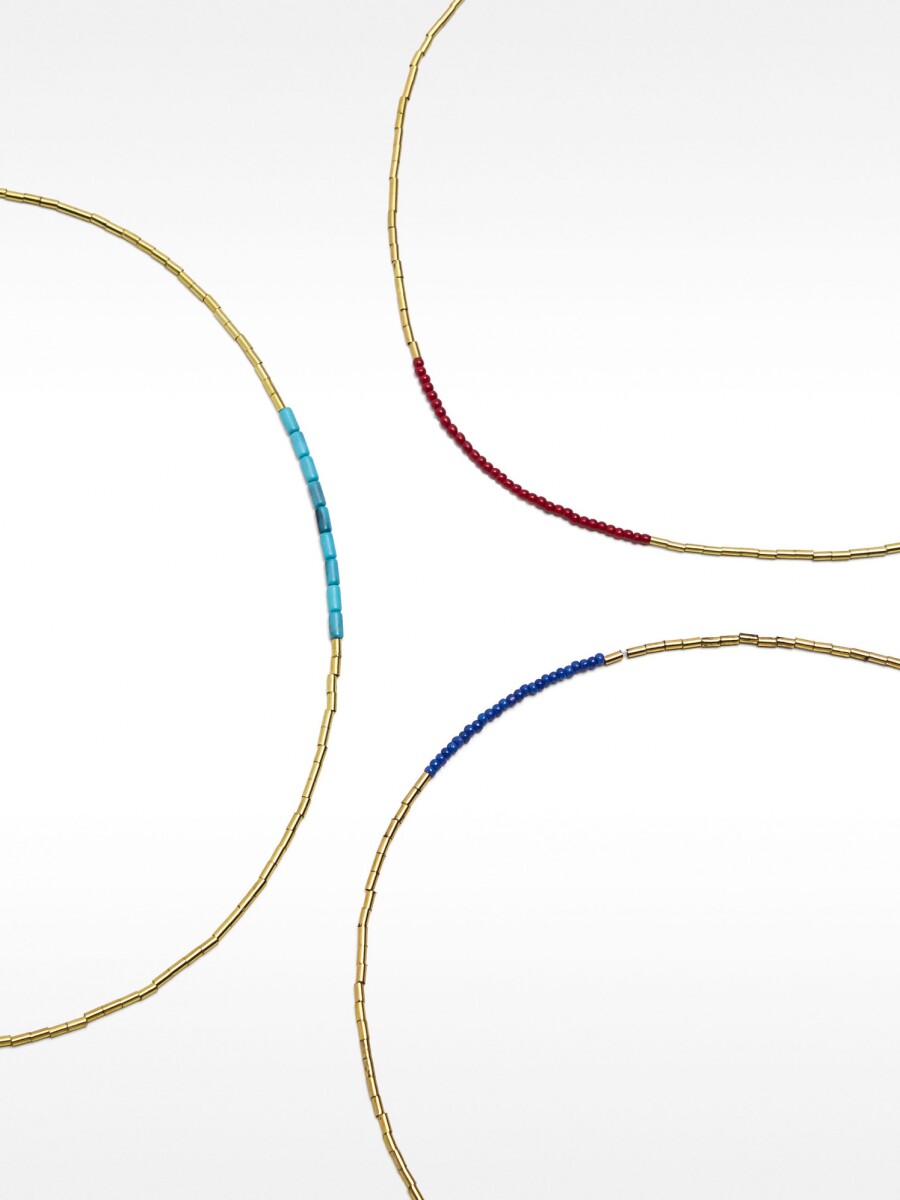 Set De Collares Cortos Con Piedras multicolor