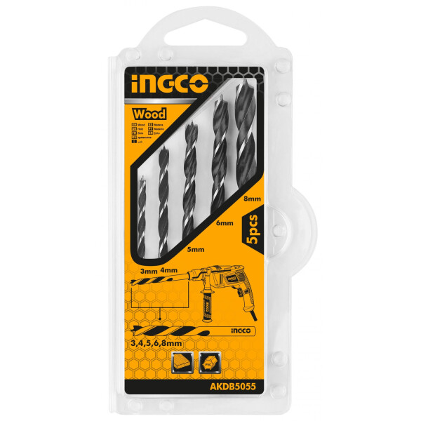 JUEGO 5 MECHAS 3 PUNTAS CORTE MADERA INGCO JUEGO 5 MECHAS 3 PUNTAS CORTE MADERA INGCO