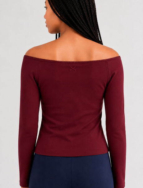 BLUSA JUVENIL DE MANGA LARGA CON HOMBROS DESCUBIERTOS BORDEAUX