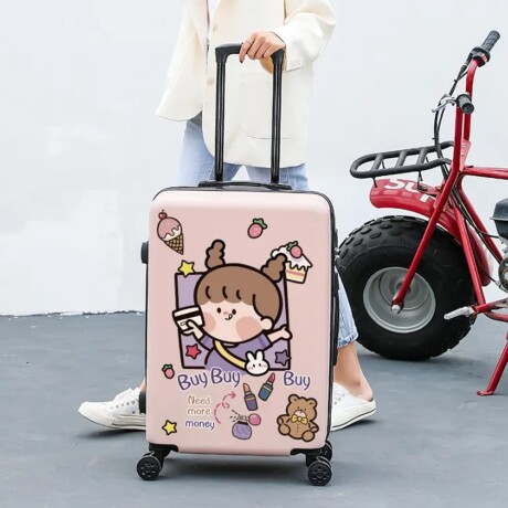 Valija Pequeña CarryOn Infantil 4 Ruedas 360º Dibujo Muñeca Rosa