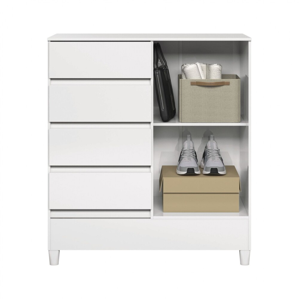 Comoda 1 puerta 4 cajones - Blanco - Linea FIT Comoda 1 puerta 4 cajones - Blanco - Linea FIT