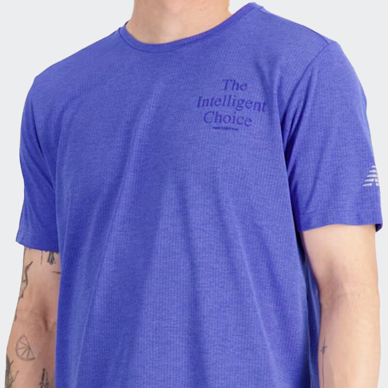 Remera New Balance Impact Run Sleeve Azul