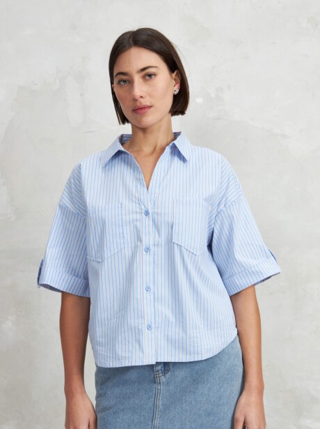 CAMISA STRIPE CELESTE