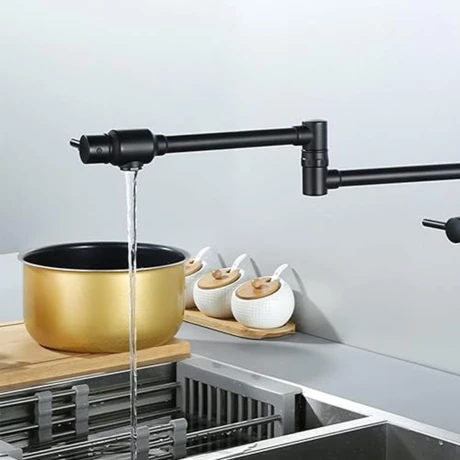 Griferia De Mesada De Cocina Llena Ollas Monocomando De Cocina Negro Mate Solo Agua Fria 000
