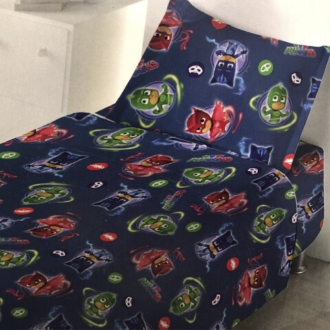 Juego Sábanas Infantiles Héroes en Piyamas 1 Plaza 100% Microfibra U