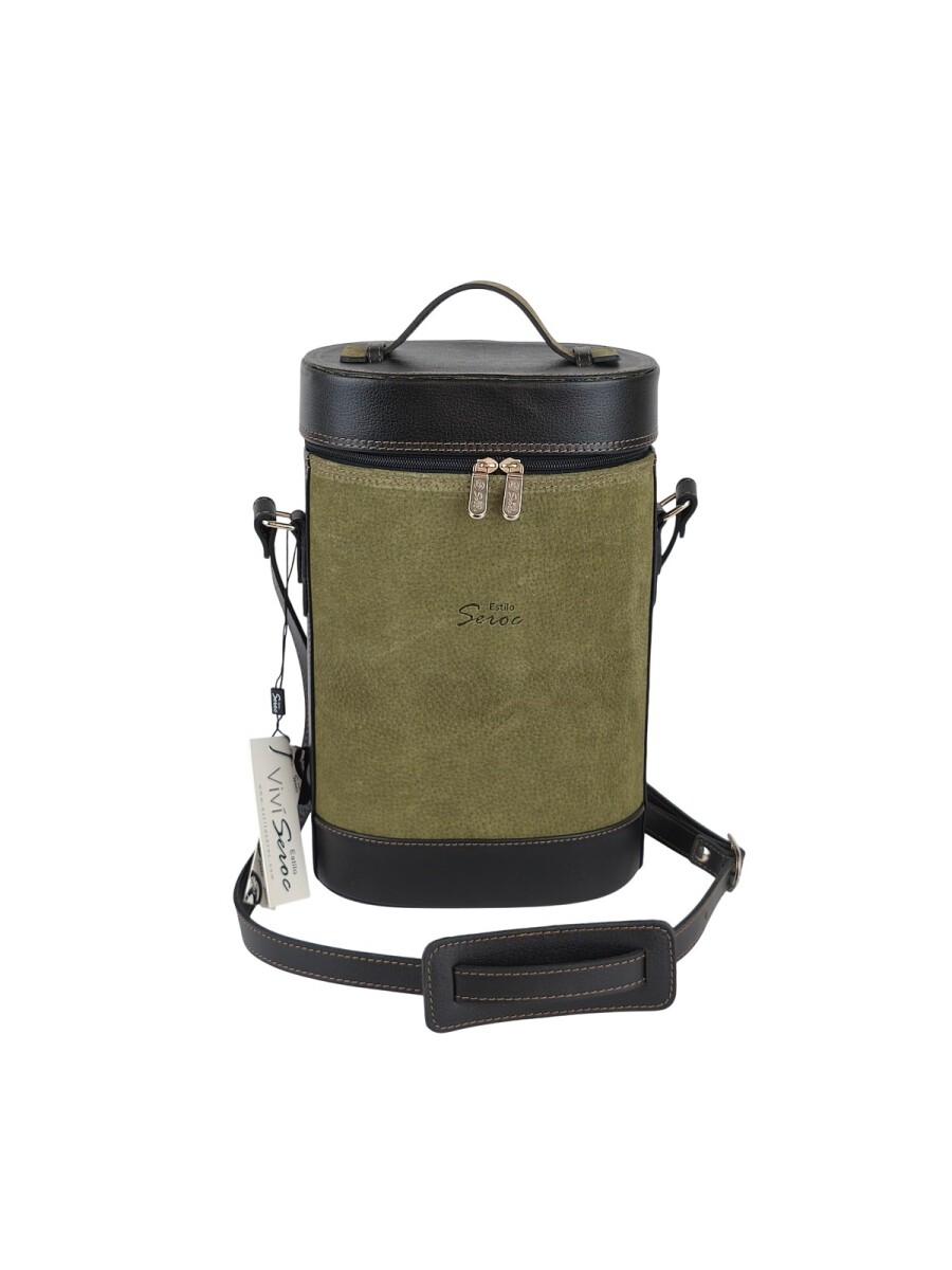 Matera de cuero combinada con pecari - verde 