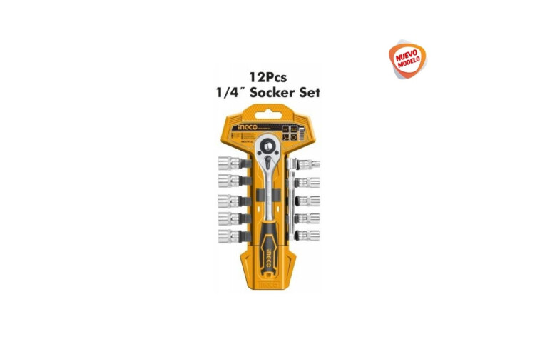 JUEGO 12 PZA 10 DADOS TUBO LLAVE CRIQUE 1/4" INGCO JUEGO 12 PZA 10 DADOS TUBO LLAVE CRIQUE 1/4" INGCO