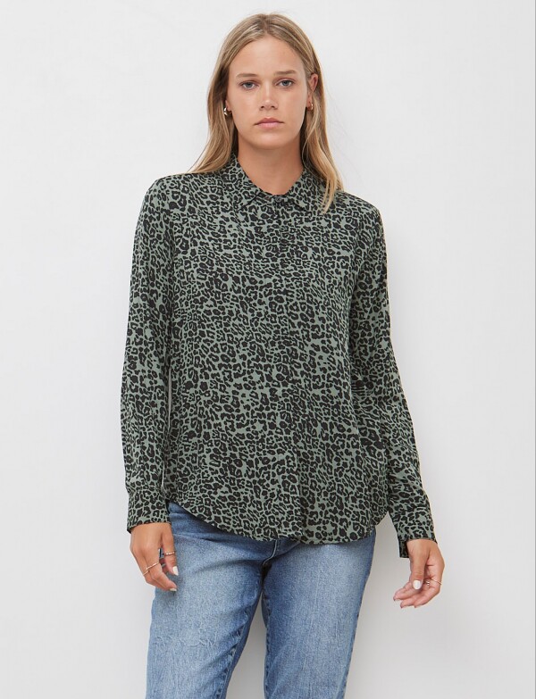 Camisa Animal Print NEGRO/OLIVA