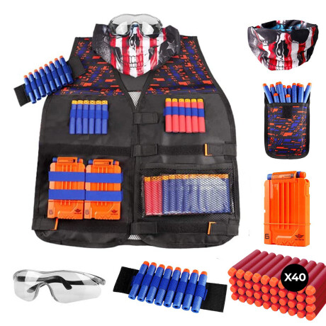 Set Chaleco Nerf Táctico X2 + Dardos + Pistolas + Máscara + Lentes Set Chaleco Nerf Táctico X2 + Dardos + Pistolas + Máscara + Lentes