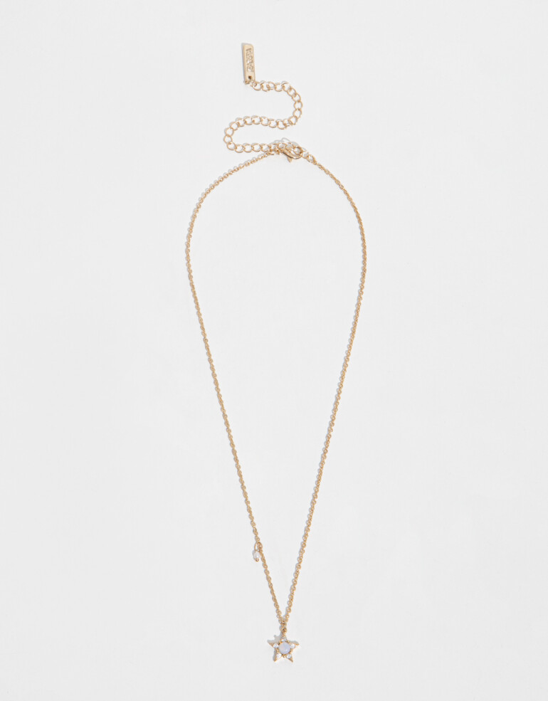Cadena Corta con Dije Strass Collar Con Dije De Estrella Con Cubic Zirconia - Dorado