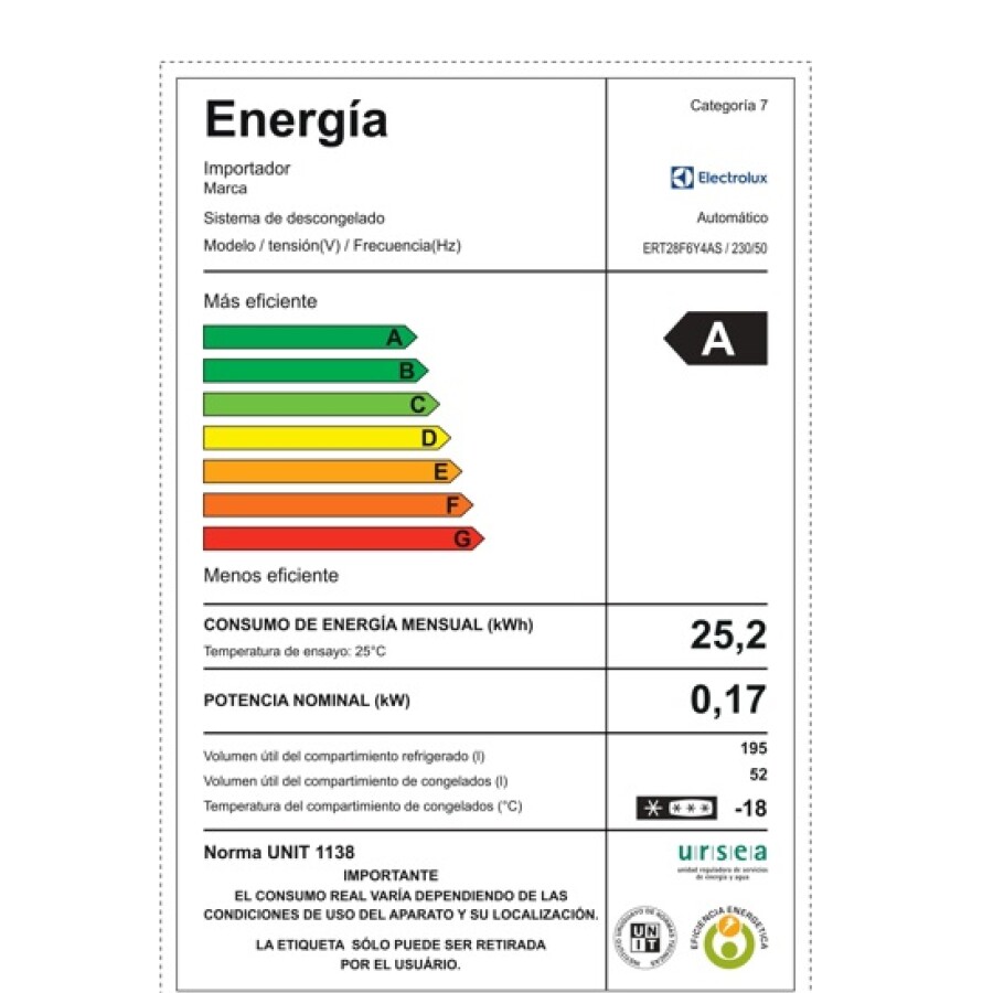 Heladera Inverter 221 Lt Electrolux ERT28F6Y4AS Heladera Inverter 221 Lt Electrolux ERT28F6Y4AS