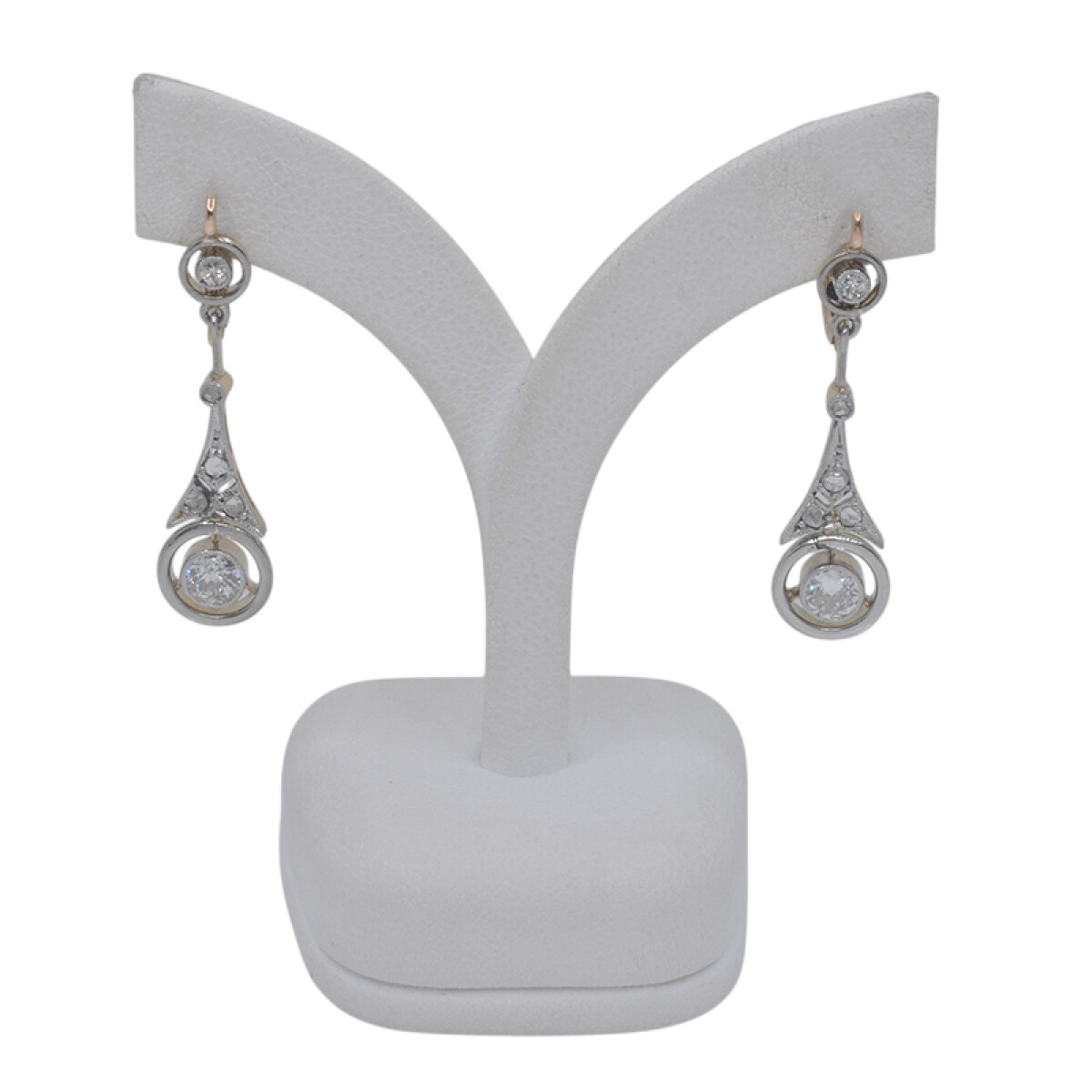 Caravanas antiguas en oro 18k con brillantes y diamantes 