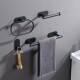Set Accesorio Baño Juego 4 Piezas Negro Adhesivo Acero Inoxidable Set Accesorio Baño Juego 4 Piezas Negro Adhesivo Acero Inoxidable