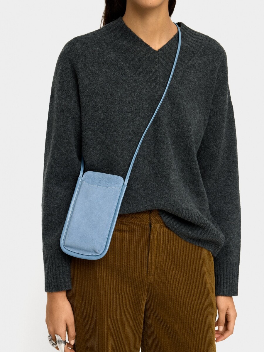 Bolsa Para Móvil Con Detalles De Piel azul