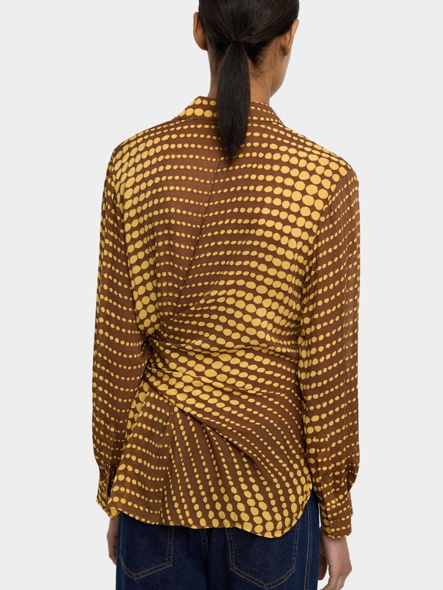 Camisa Estampada Con Nudo amarillo