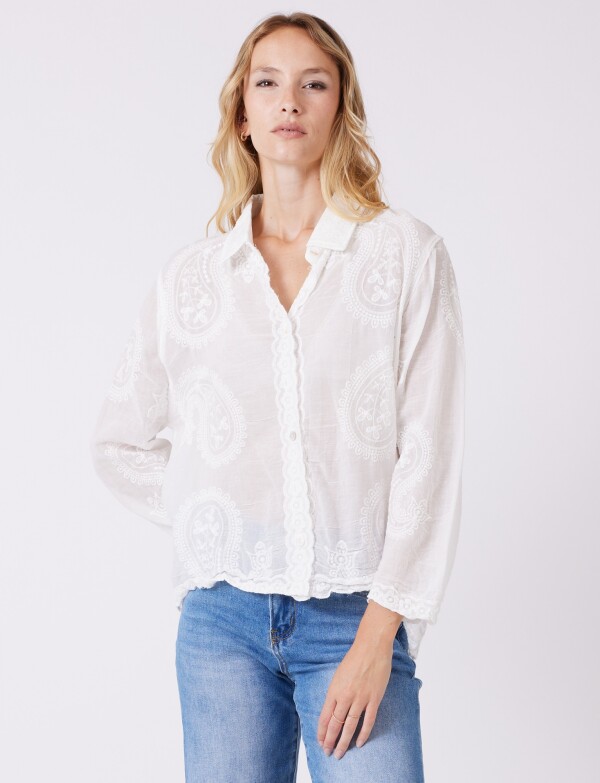 Camisa Algodon Bordado BLANCO