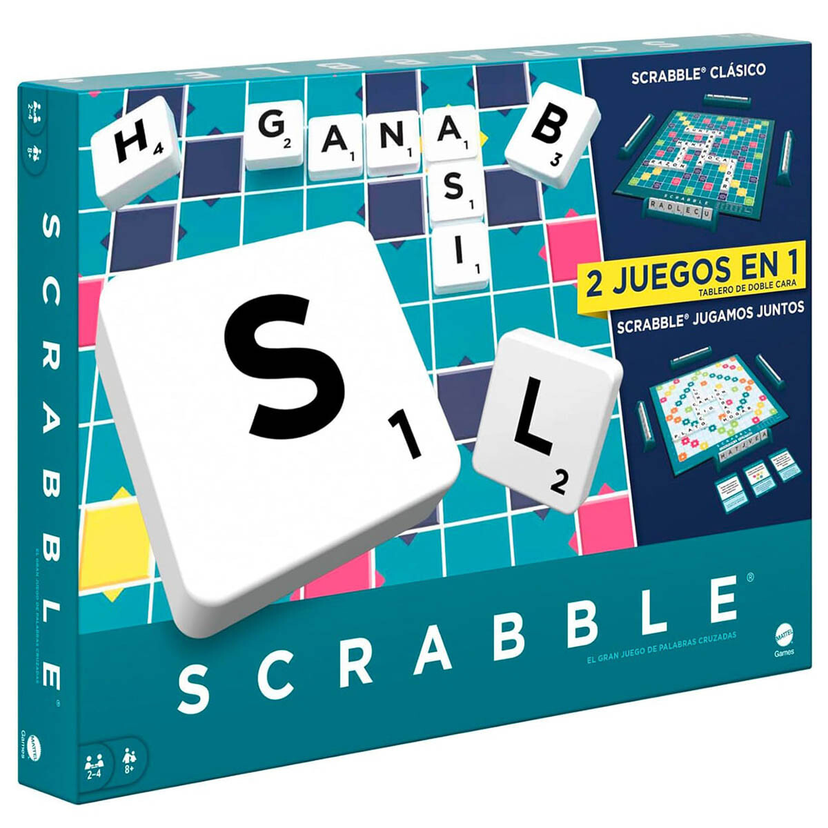 Scrabble Juego De Mesa Mattel 2 En 1 Colaborativo 