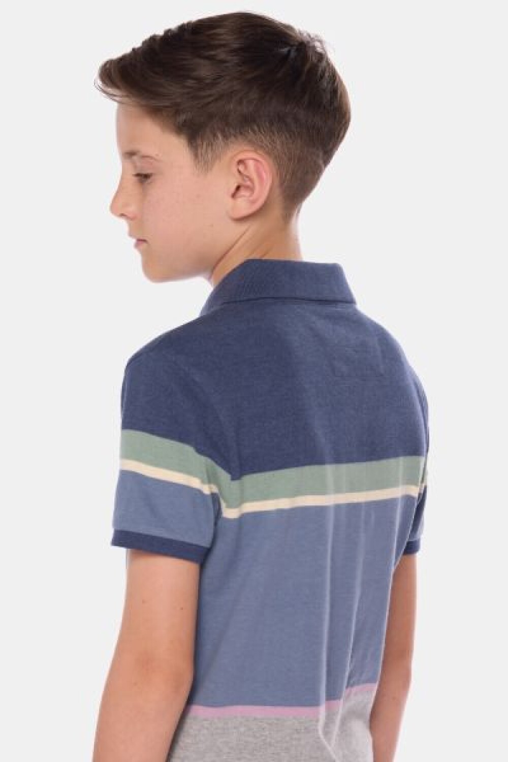 REMERA POLO RAYADA Azul