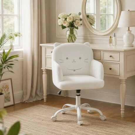 Silla de escritorio regulable blanca gatito Silla de escritorio regulable blanca gatito