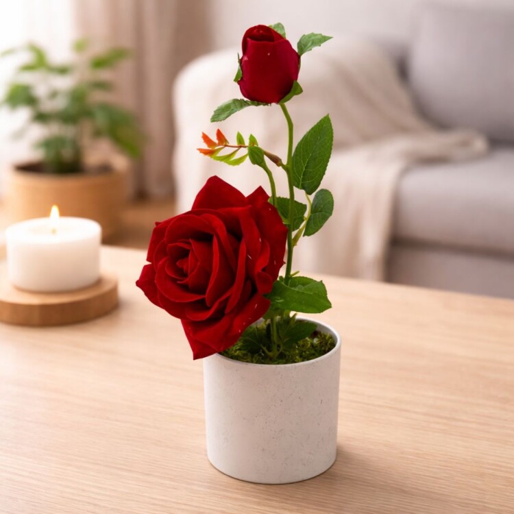 PLANTA 2 ROSAS ARTIFICIAL CON MACETA PLANTA 2 ROSAS ARTIFICIAL CON MACETA