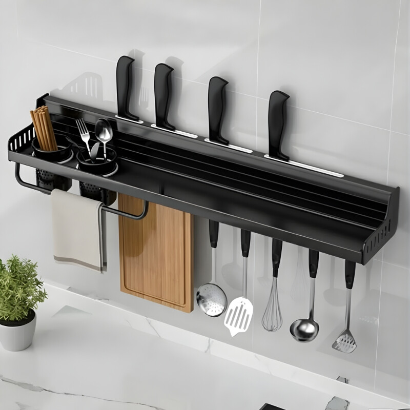 Estante organizador de cocina en metal NEGRO