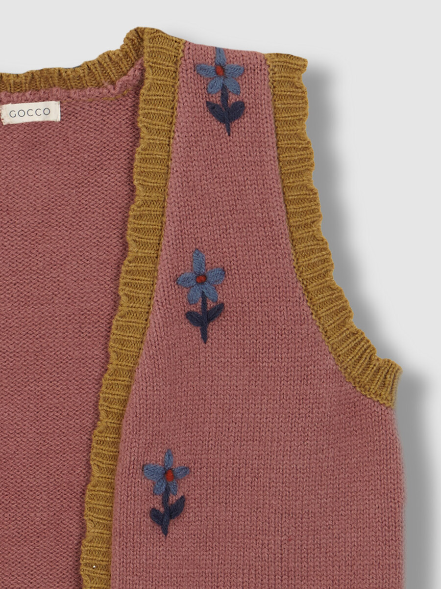Chaleco Bordados Rosa Oscuro